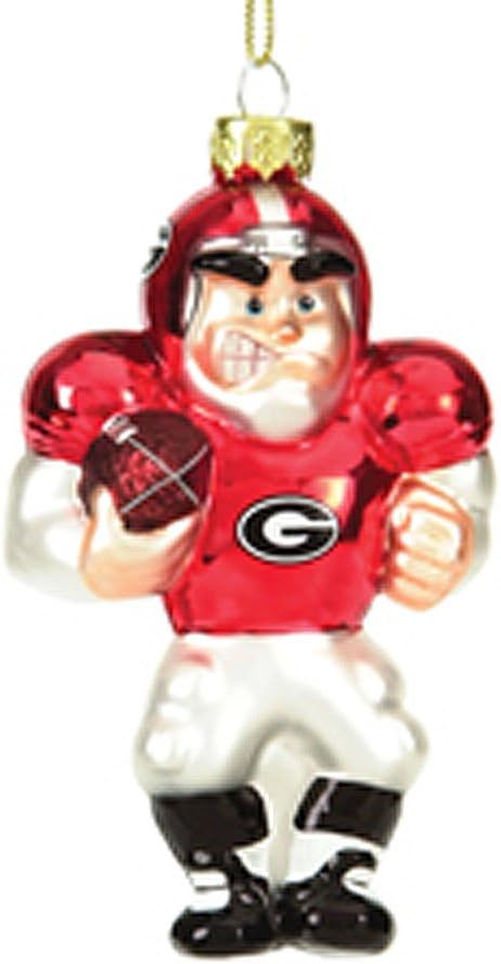 Georgia Bulldogs Football Player Glass Christmas Ornament