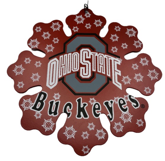 Ohio State Buckeyes Metal Snowflake Ornament 6"