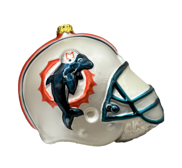 Miami Dolphins Football Helmet Glass Christmas Ornament