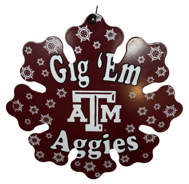 Texas A&M Aggies Metal Snowflake Ornament 6"