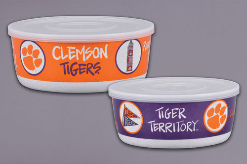 Clemson Tigers Magnolia Lane Football Bowl Container with Lid, Set of 2