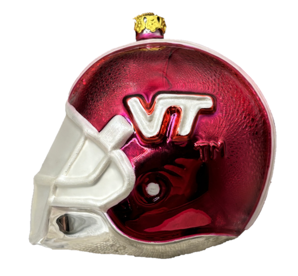 Virginia Tech Football Glass Helmet Christmas Ornament
