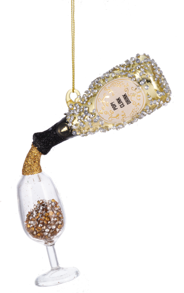 Champagne Bottle and Glass Christmas Ornament