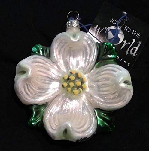 Dogwood Flower Glass Christmas Ornament