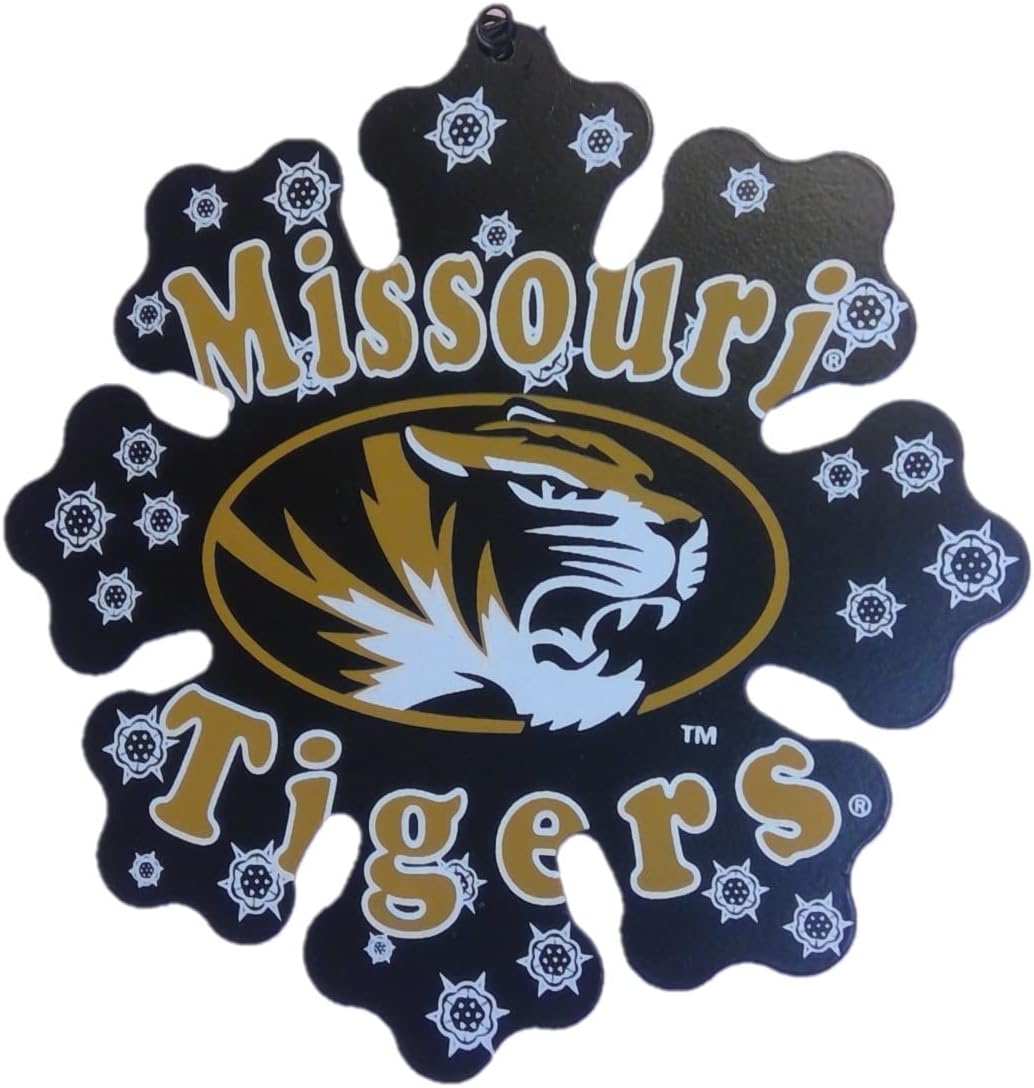 Missouri Tigers Snowflake Metal Ornament 6"
