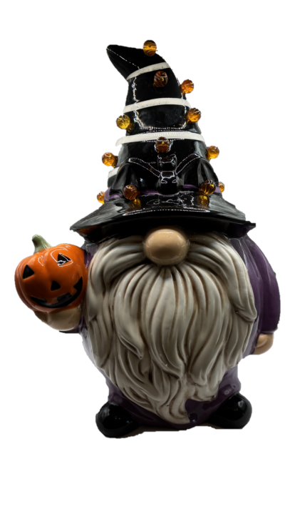Halloween Gnome Figurine with LED Lights in Hat Battery Operated
