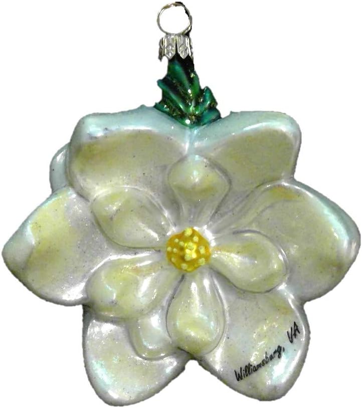 Magnolia Flower Glass Christmas Ornament