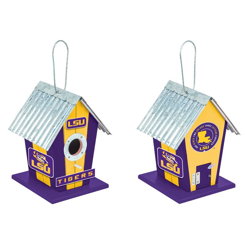 LSU Tigers Decorative Birdhouse with Tin Roof