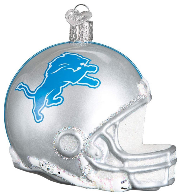 Detroit Lions Glass Helmet Christmas Ornament