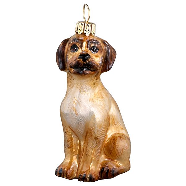 Puggle Glass Dog Christmas Ornament by Joy to the World Collectibles