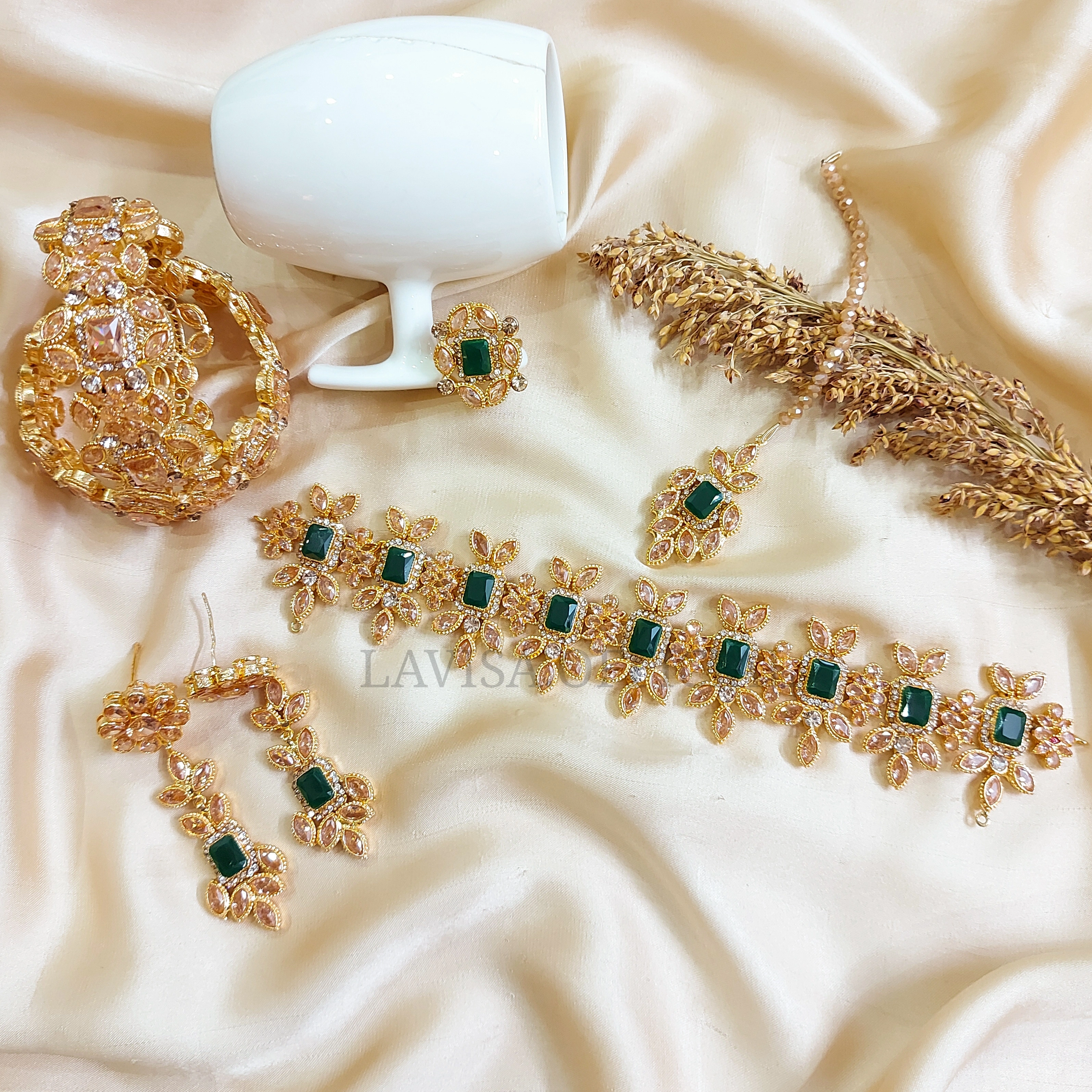 Gold and Green Jewelry Set