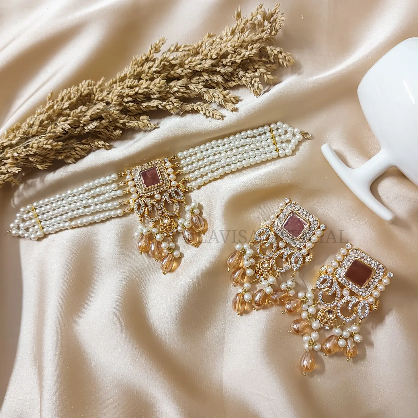 Pearl Choker Necklace Set