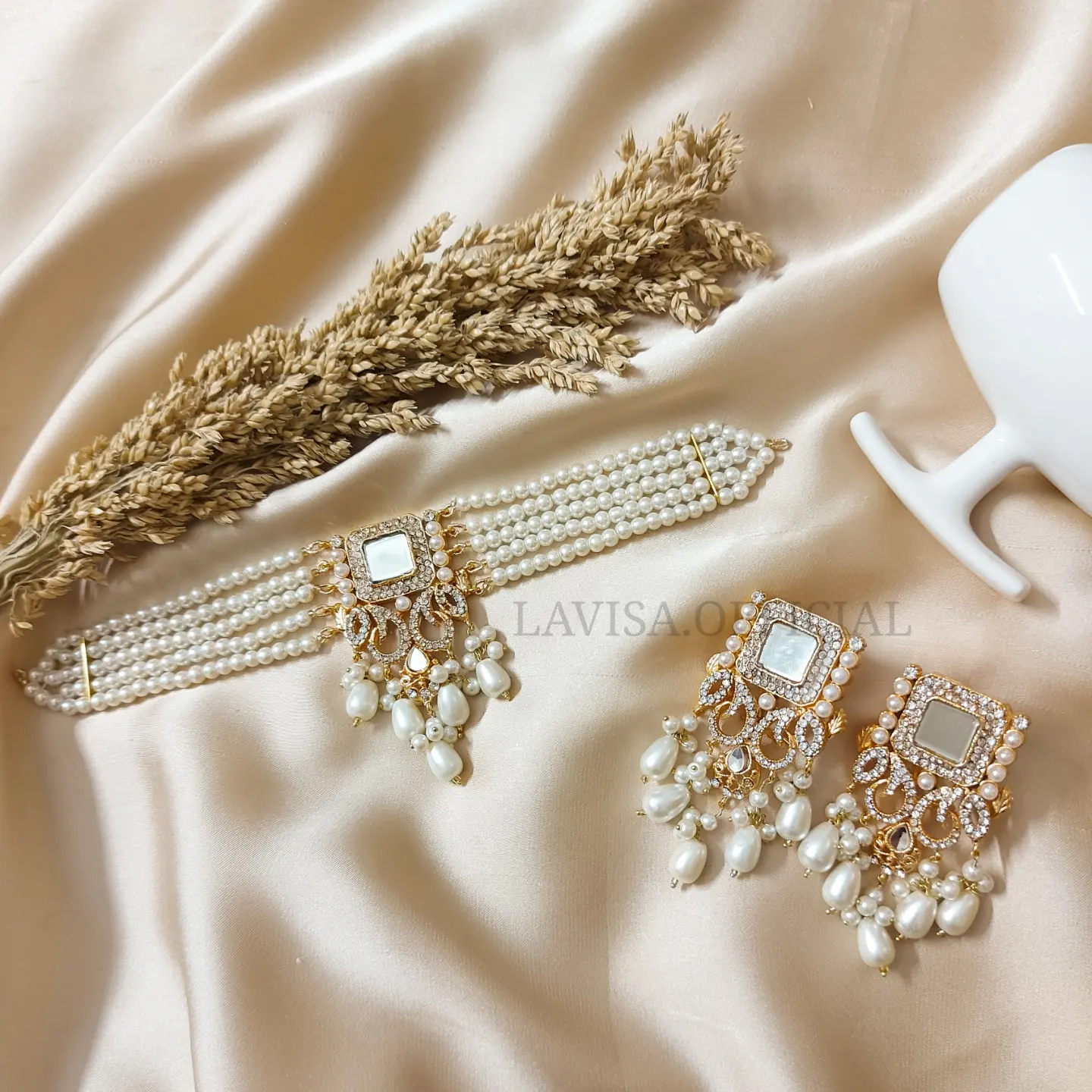 Pearl Choker Necklace Set