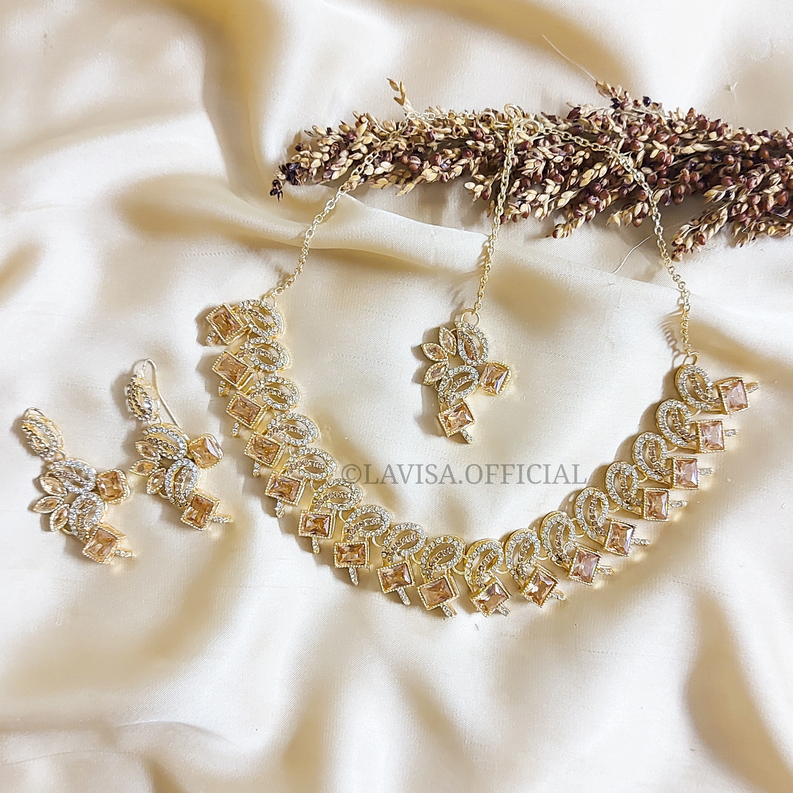 Zircon Tile Necklace Set