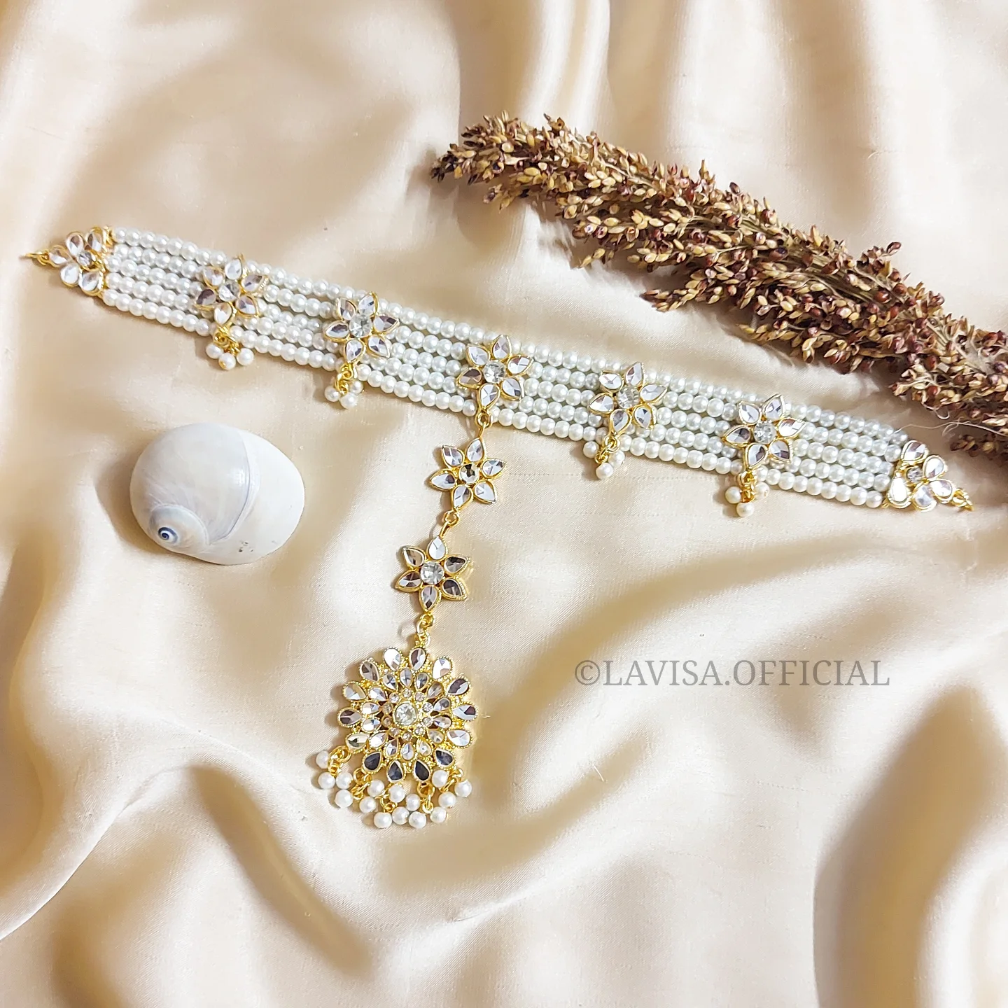Pearl and Gold-Tone Mathapatti