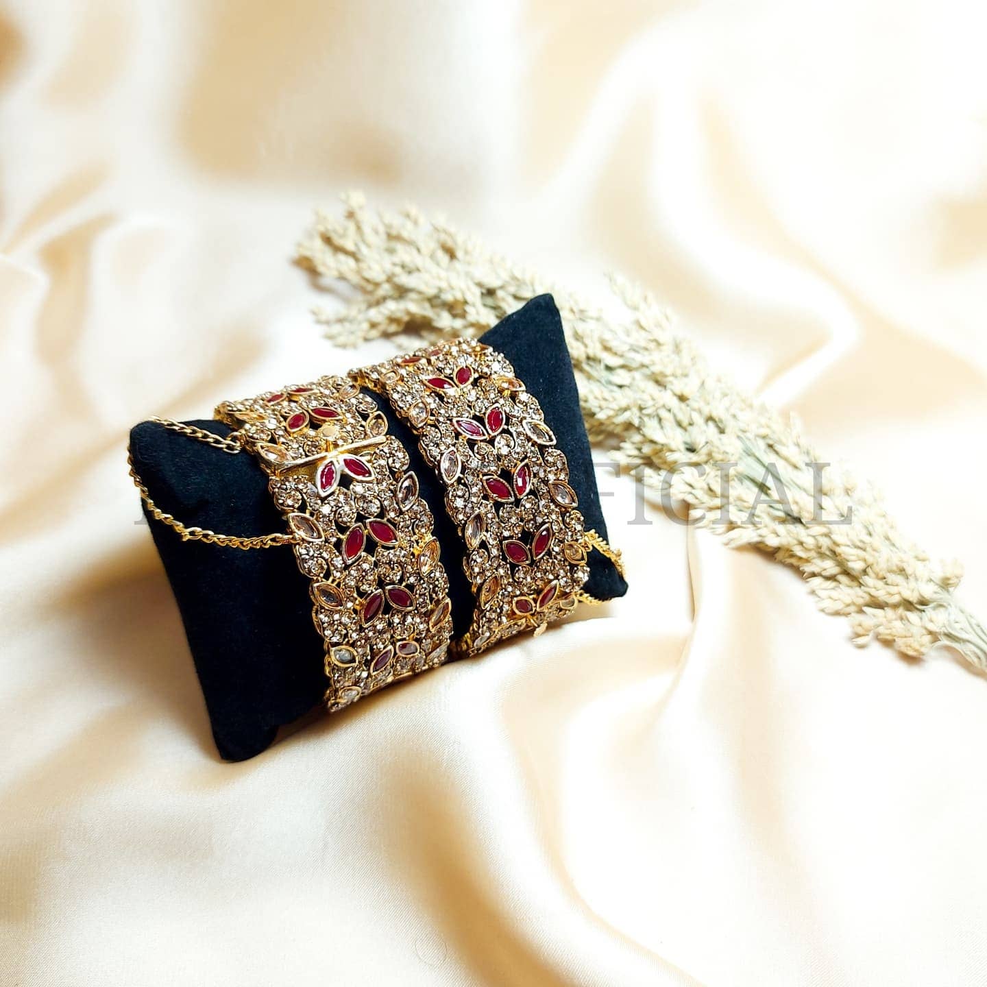 Gold Plated Bangles Pair Openable