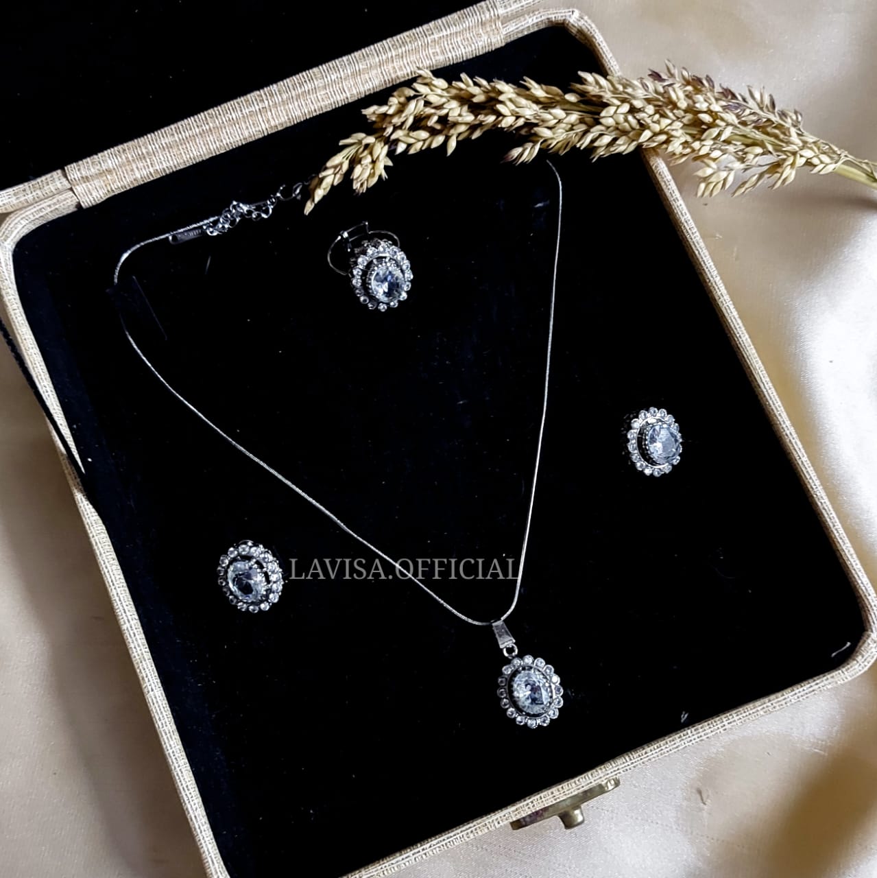 Silver Steel Pendant Set With Ring