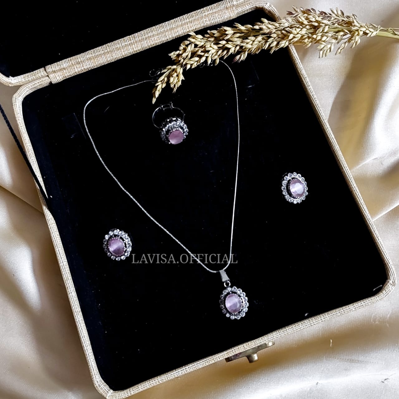 Silver Steel Pendant Set With Ring