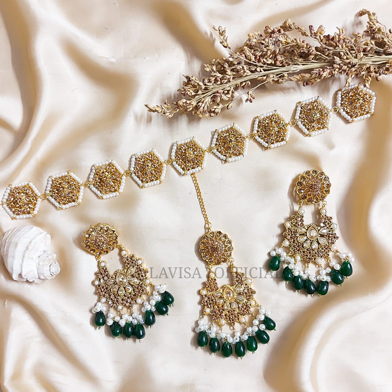 Golld Plated Head Pc With Earrings