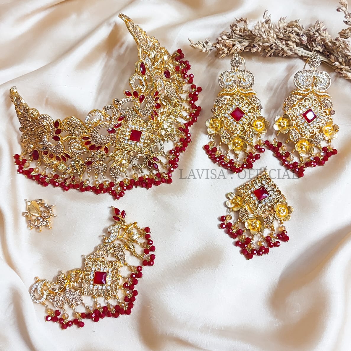 Gold Plated 3D Bridal Collar Set