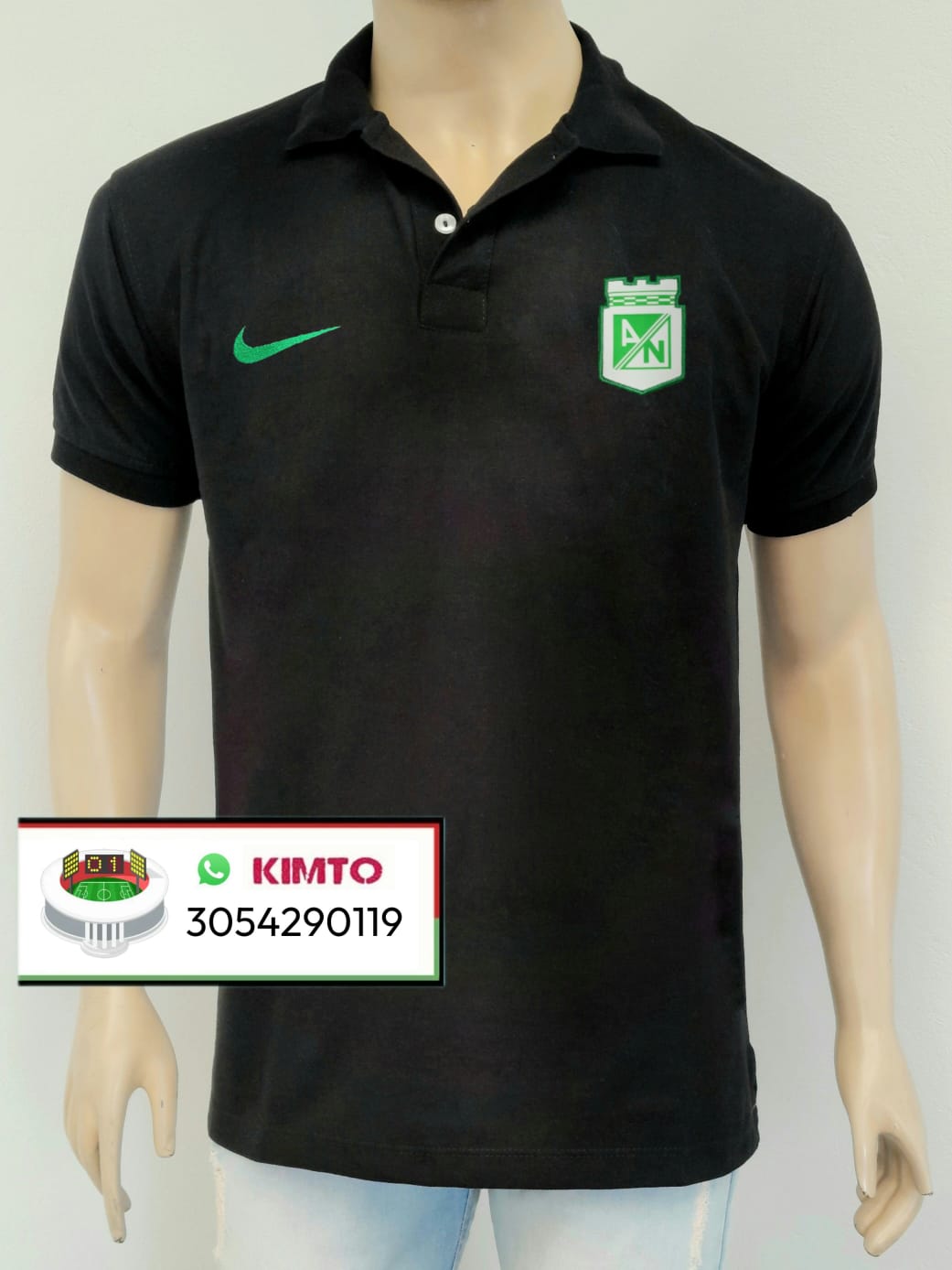 CAMISETA TIPO POLO ATLÉTICO NACIONAL NEGRA