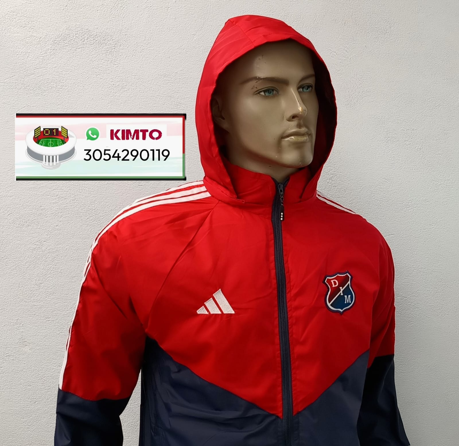 CHAQUETA CORTAVIENTOS DEL DIM - MEDELLÍN BICOLOR ( AZUL ROJA )