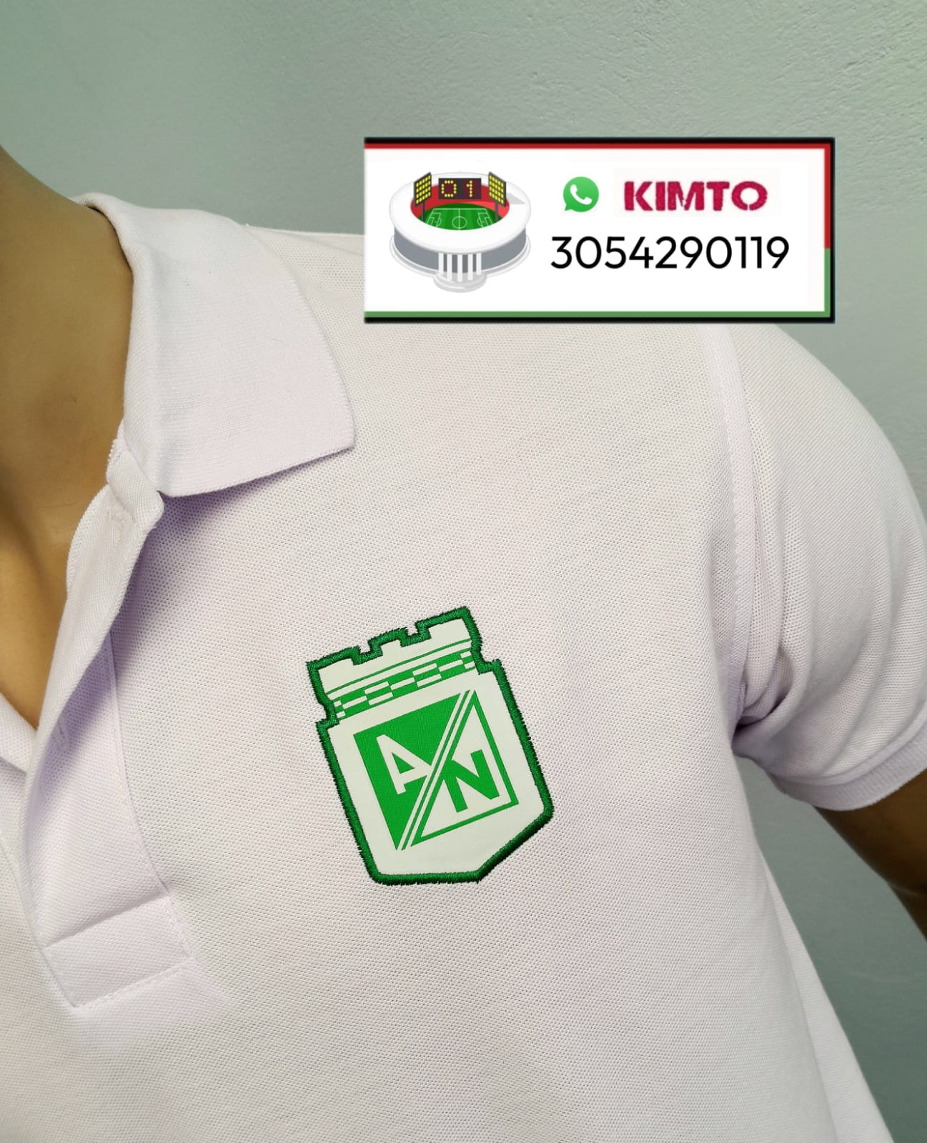 CAMISETA TIPO POLO ATLÉTICO NACIONAL BLANCA