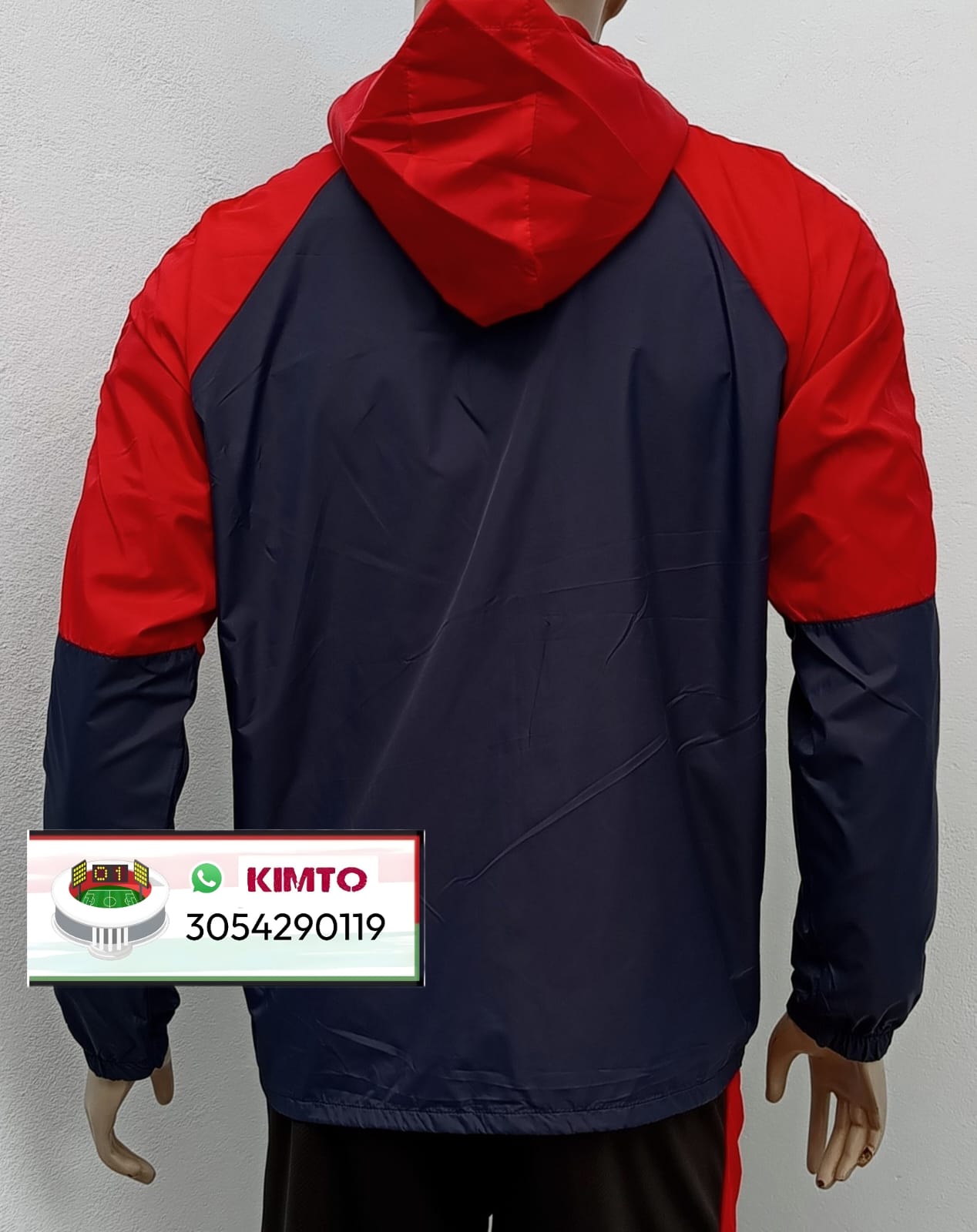 CHAQUETA CORTAVIENTOS DEL DIM - MEDELLÍN BICOLOR ( AZUL ROJA )