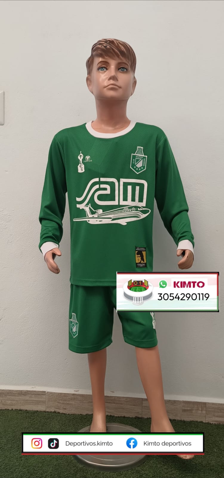 UNIFORME RETRO SAM ATLÉTICO NACIONAL VERDE LIBERTADORES 1989