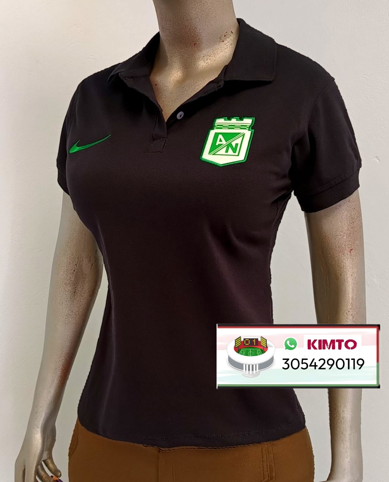 CAMISETA TIPO POLO ATLÉTICO NACIONAL NEGRA 