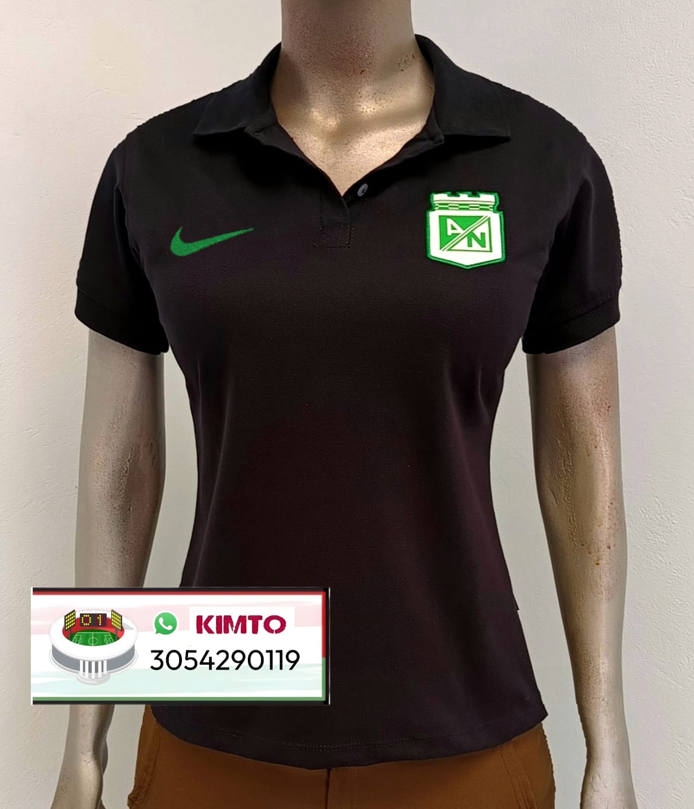 CAMISETA TIPO POLO ATLÉTICO NACIONAL NEGRA 