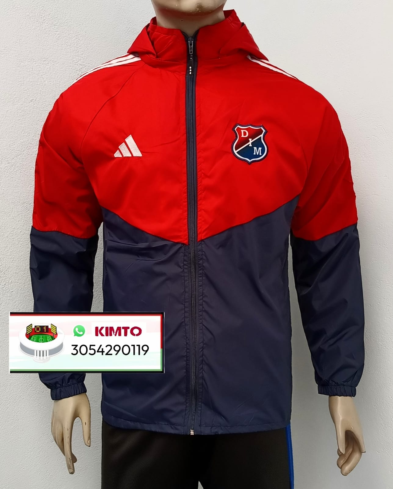 CHAQUETA CORTAVIENTOS DEL DIM - MEDELLÍN BICOLOR ( AZUL ROJA )