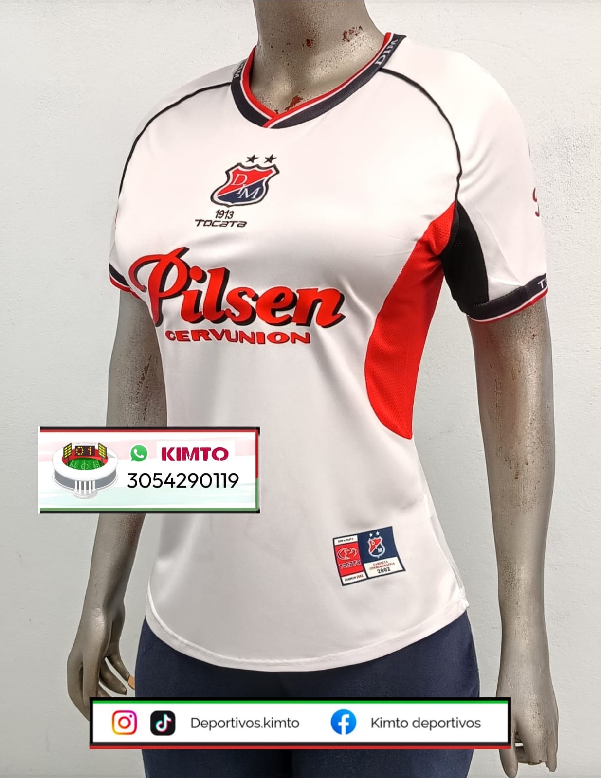 CAMISETA DAMA DEL MEDELLÍN - DIM RETRO PILSEN 2002 BLANCA