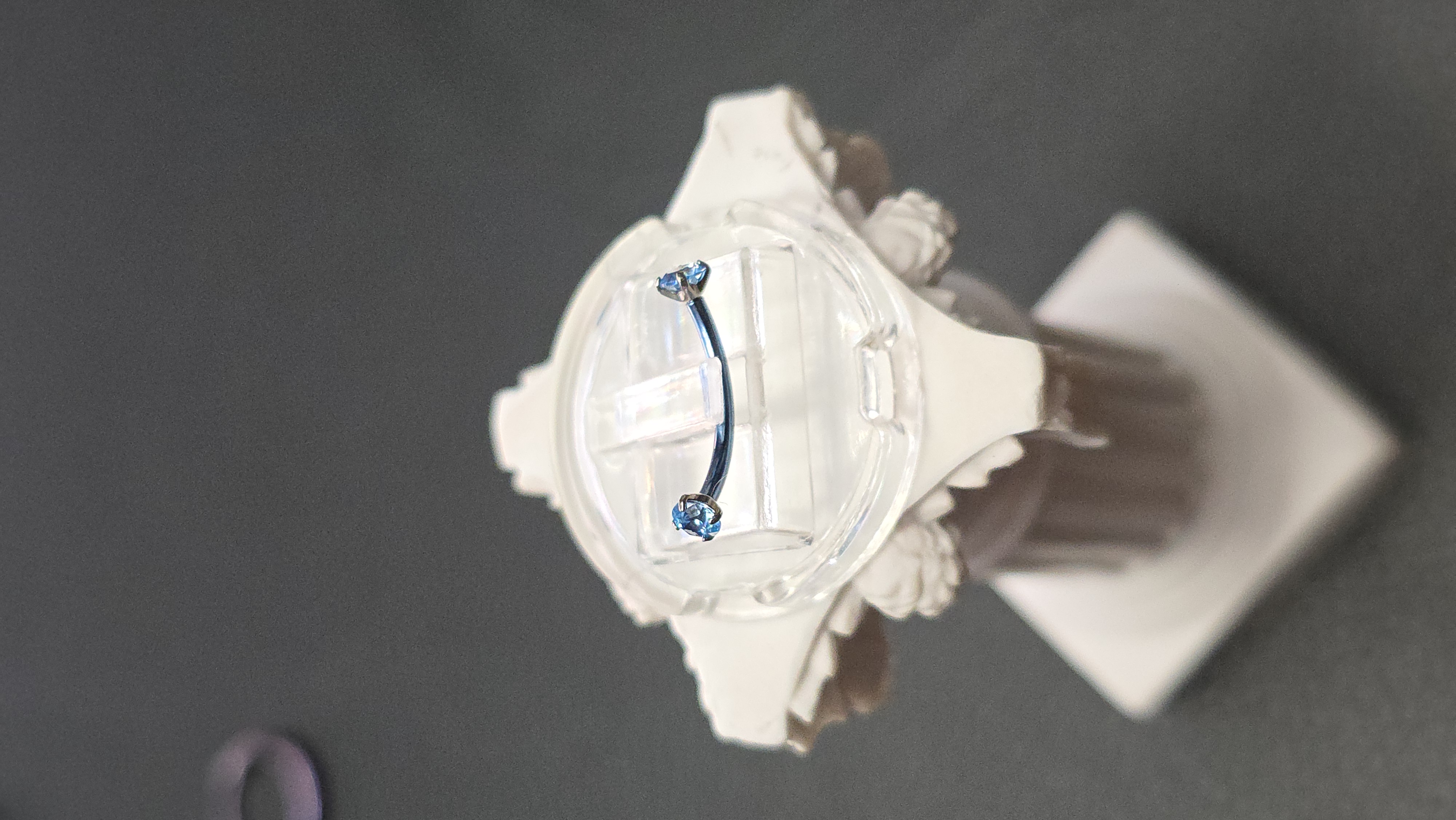 Barbel Semicurvo Doble Zirconia Azul