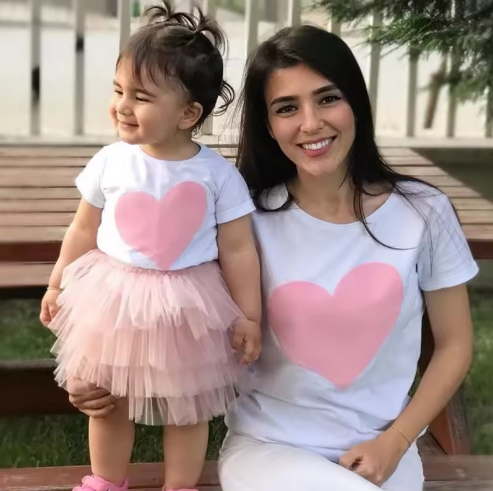 Matching Mother-Daughter Heart T-Shirts