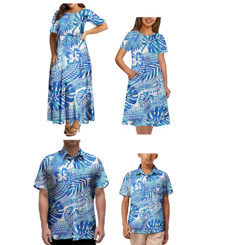 Blue Hawaiian Print Apparel