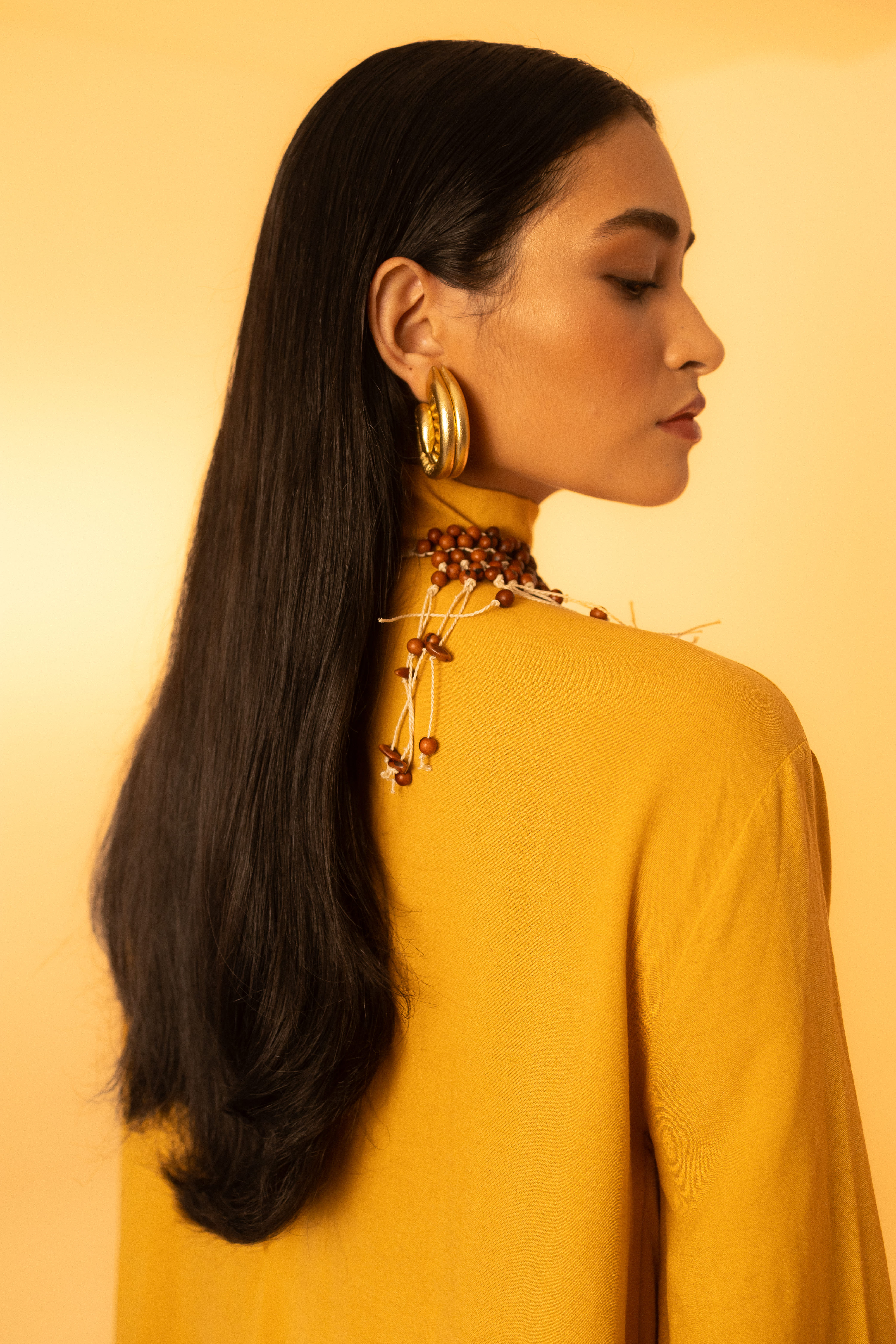 Vestido Fenda  Alvorecer Mostarda