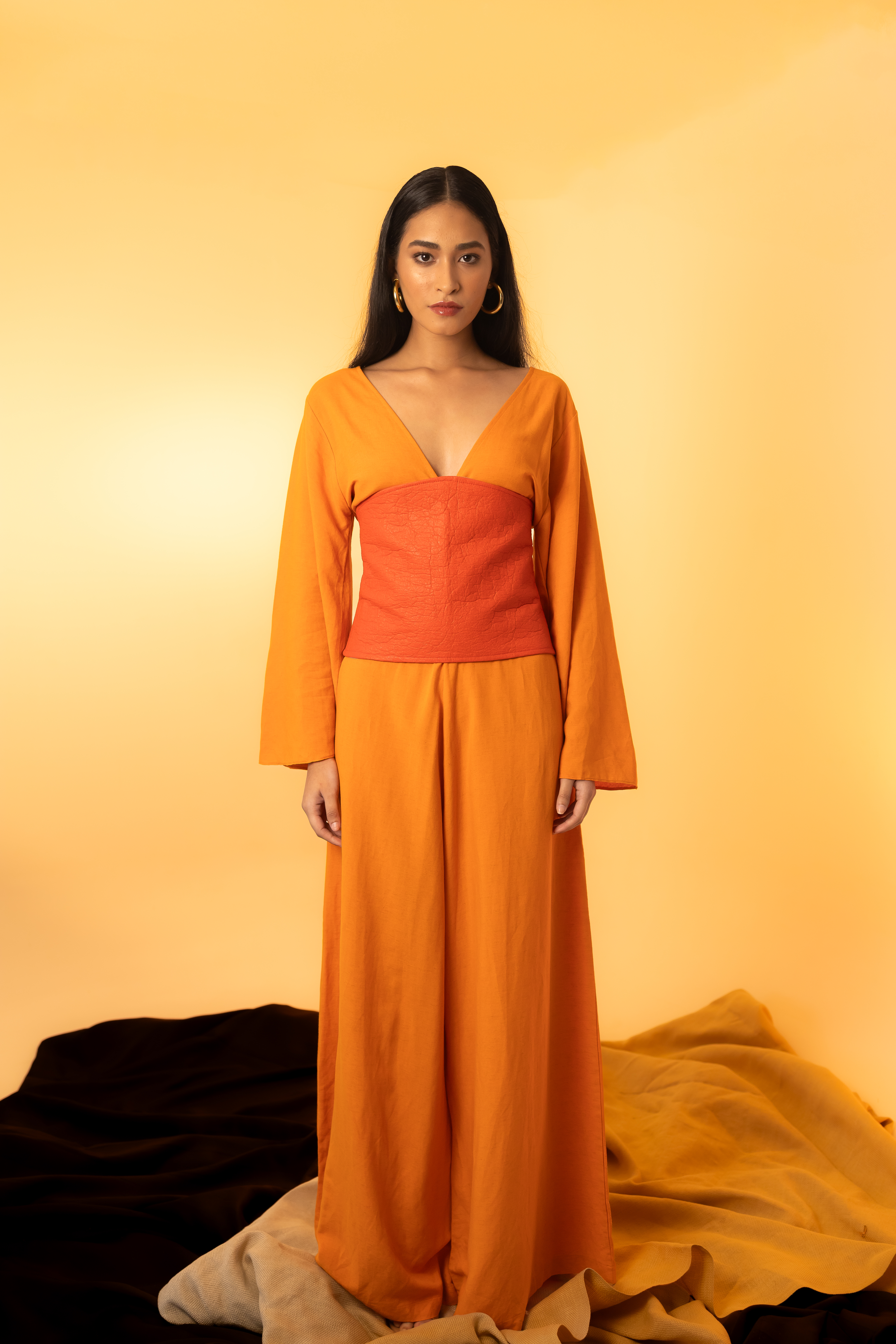 Macacão Alvorecer Oversized Decote V Laranja