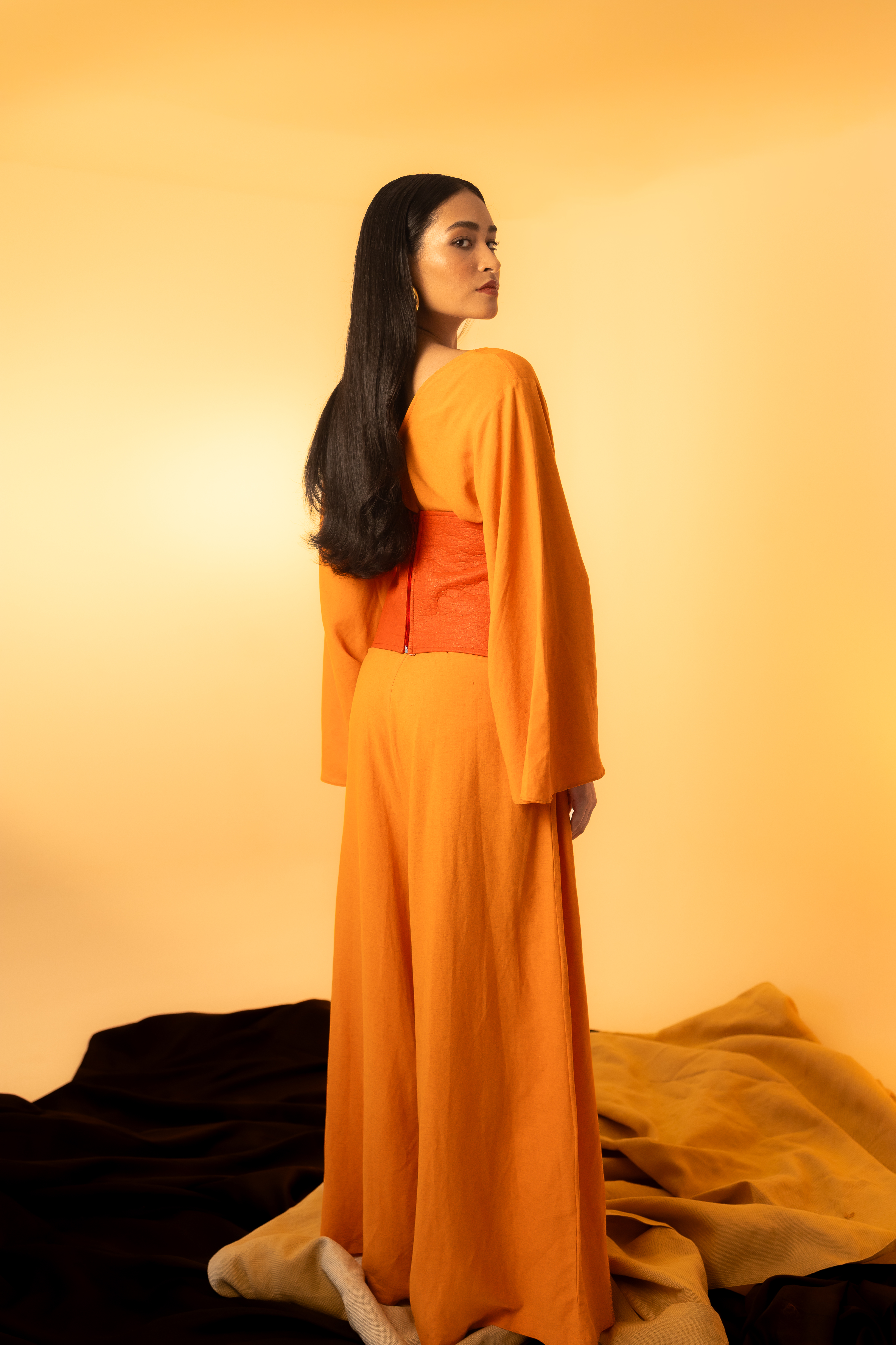 Macacão Alvorecer Oversized Decote V Laranja