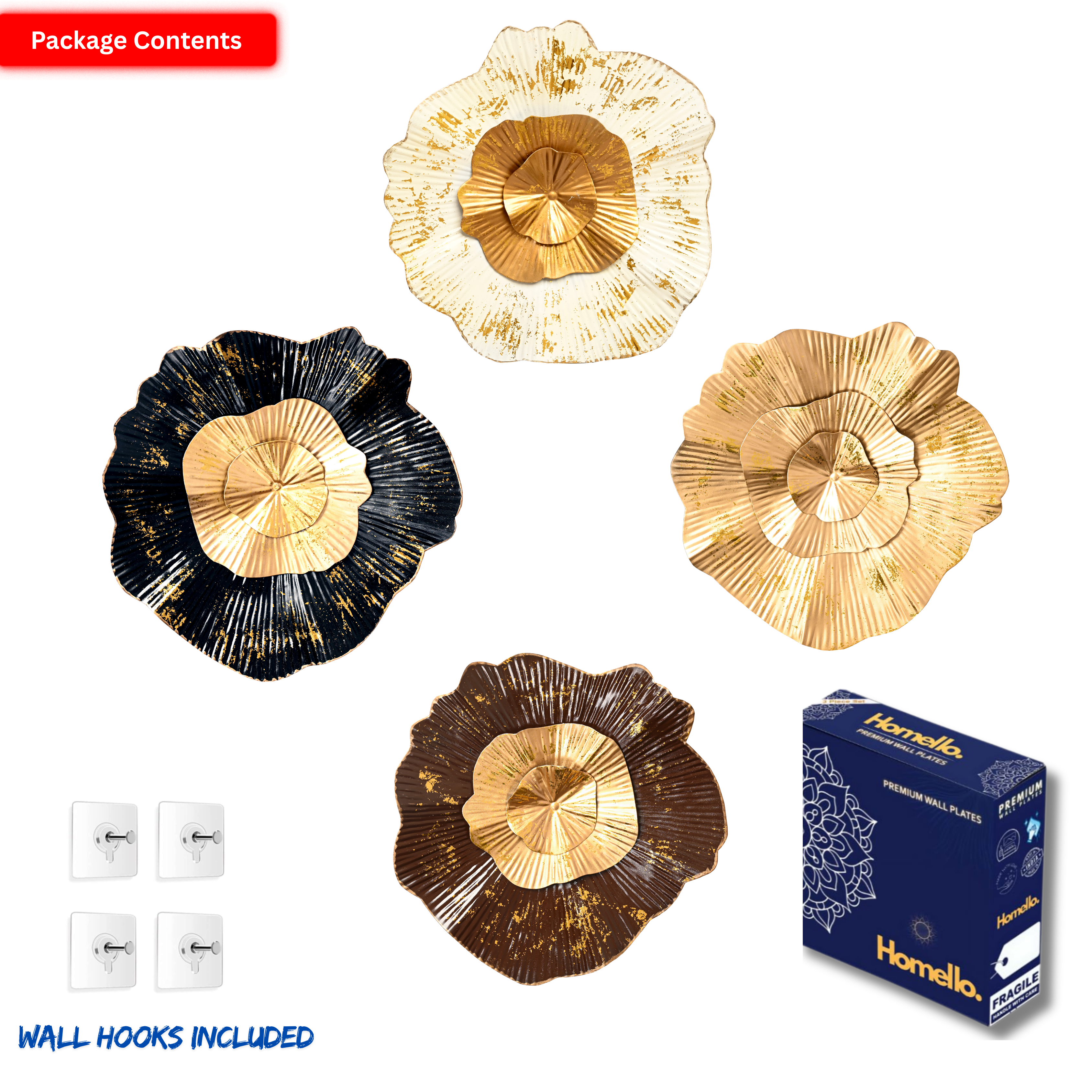 Floral Metal Wall Plates for Home Decoration