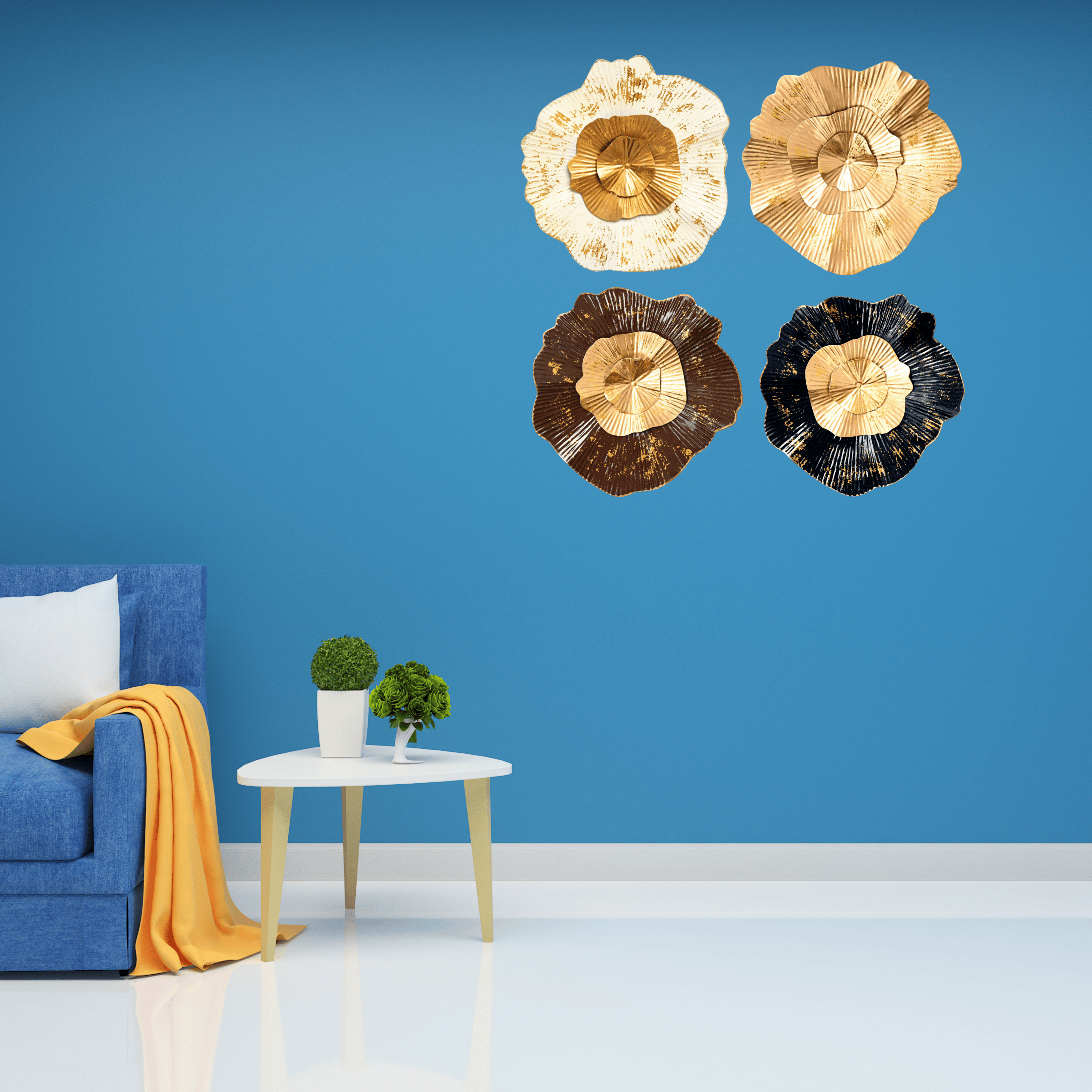 Floral Metal Wall Plates for Home Decoration