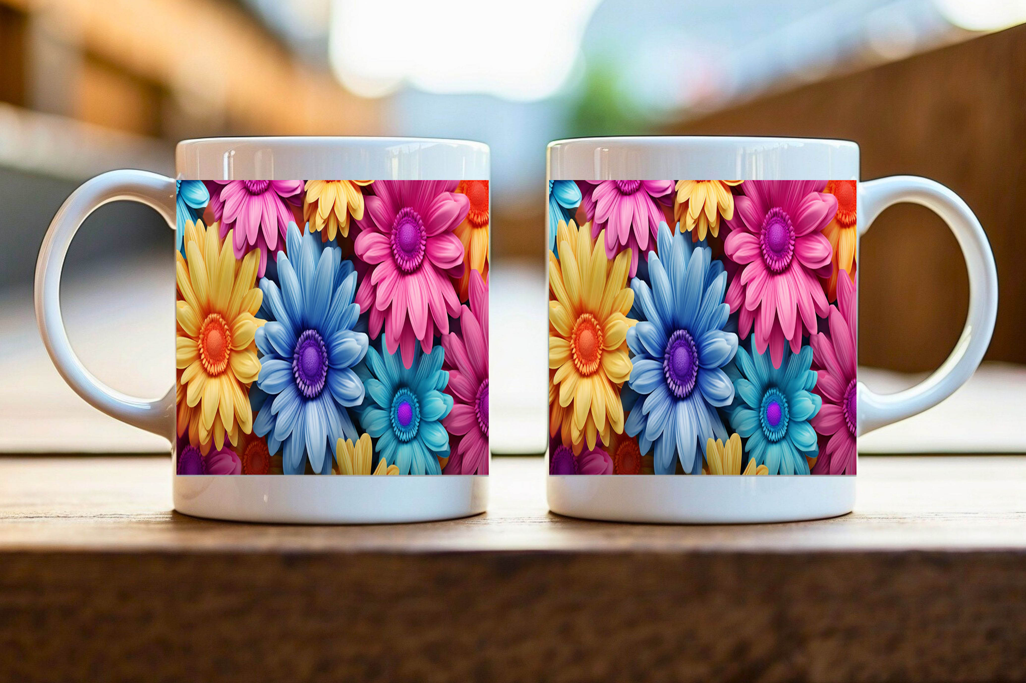 Colorful Floral Ceramic Mug
