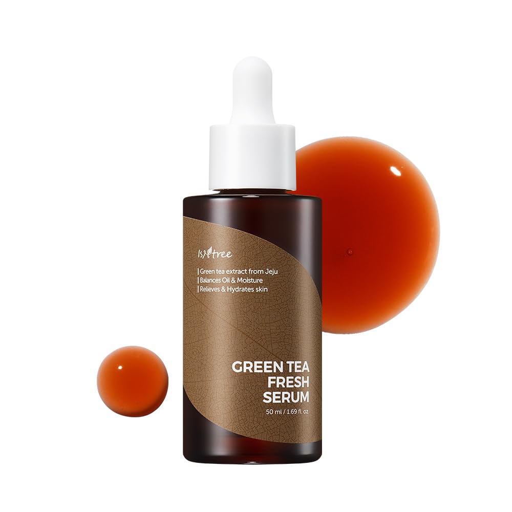 ISNTREE Green Tea Fresh Serum 50ml, 1.69 fl oz | Jeju Green Tea Extract | Controls Excessive Sebum | Balances Oil & Moisture | Relieves & Hydrates Skin | Korean Skincare