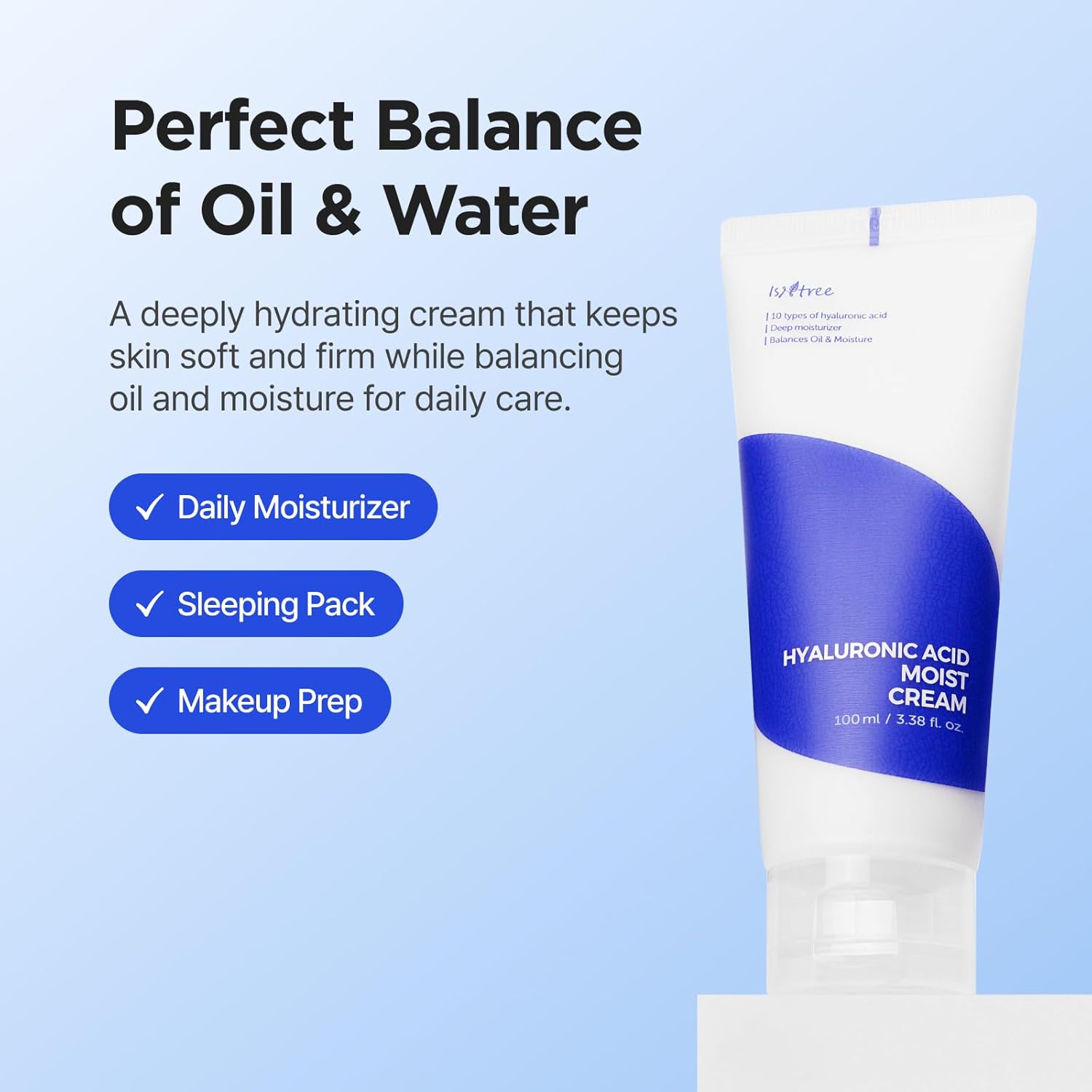 ISNTREE Hyaluronic Acid Moist Cream | Korean Face Moisturizer with Hyaluronic Acid | Deep Hydration, Fragrance-Free Moisturizer for Dry Skin, 3.38 fl oz