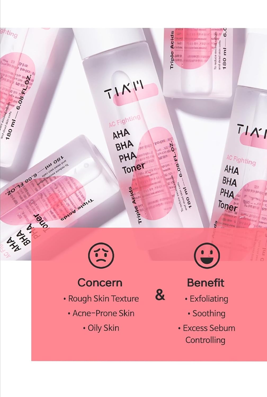 Tiam AC Fighting AHA BHA PHA Toner Triple Acids 180ml