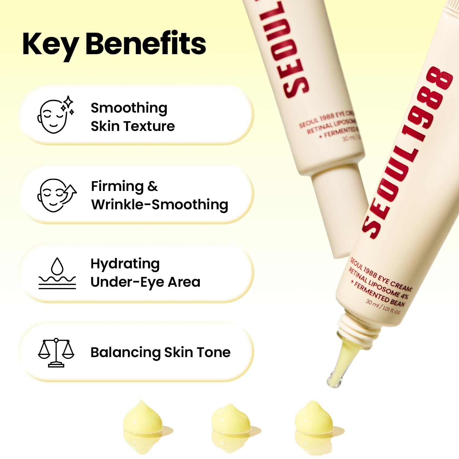 K-SECRET SEOUL 1988 Retinal Eye Cream | Retinal Liposome 4% for Dark Circles & Crow's Feet Care | Niacinamide, Bakuchiol, and Fermented Bean | Korean Skincare, 30ml / 1.01 fl oz