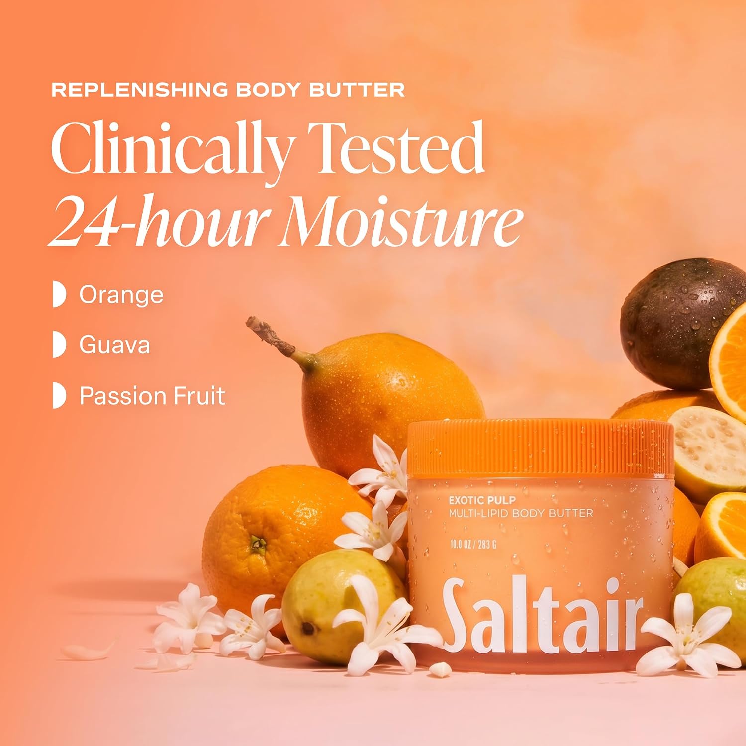 Saltair Multi-Lipid Body Butter – Hydrating 24-Hour Moisture – Body Cream for Soft Skin & Barrier Support – Ceramides, Coconut Oil & Shea Butter for Dry Skin Care – Exotic Pulp, 10oz