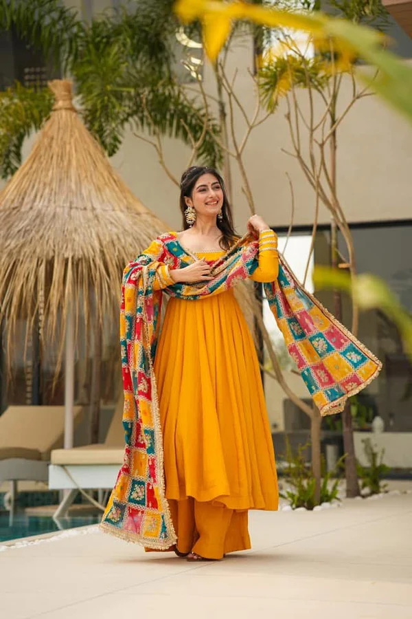 Traditional Yellow Anarkali Suit