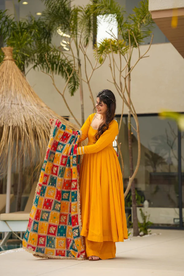 Traditional Yellow Anarkali Suit