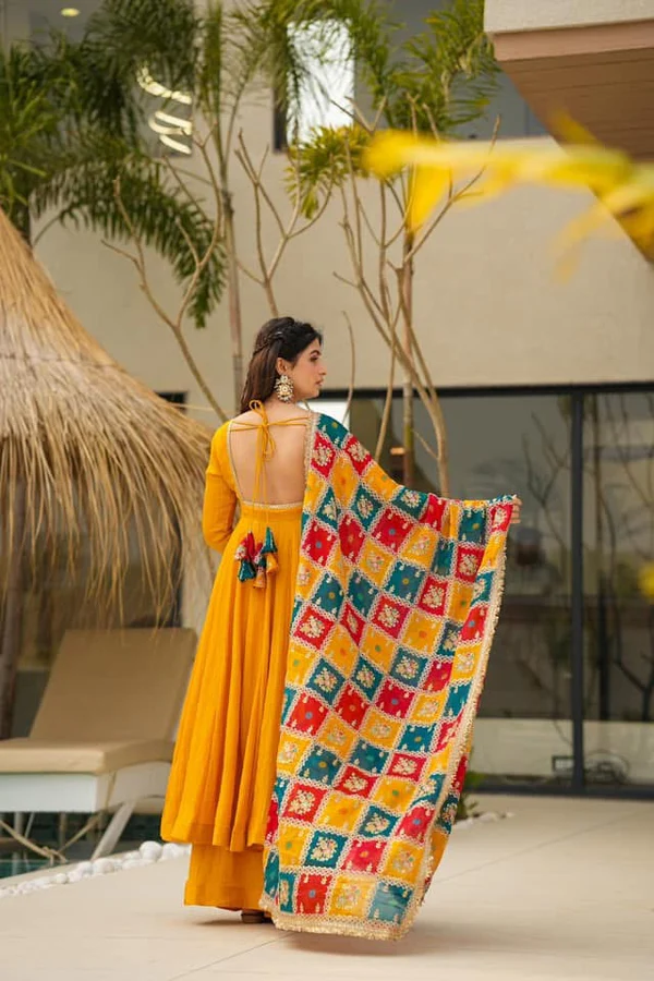 Traditional Yellow Anarkali Suit